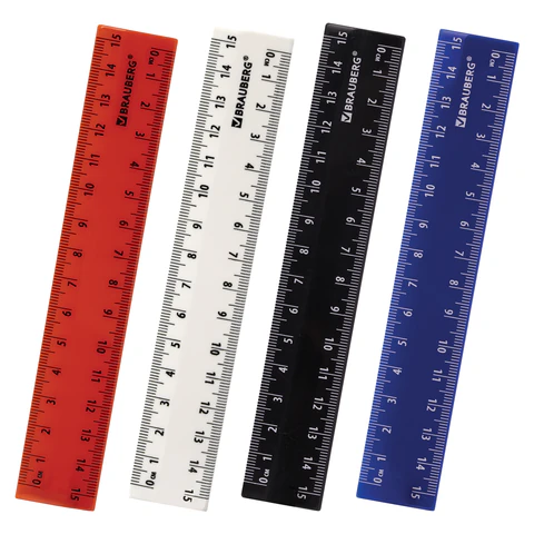 Линейка пластиковая Brauberg MultiLine 15 см, ассорти