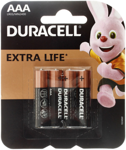 Батарейки щелочные Duracell Extra Life, AAA, LR03, 1.5V, 4 шт. Батарейки щелочные Duracell Extra Life, AAA, LR03, 1.5V, 4 шт.