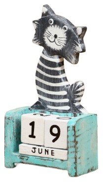 Благотворительный деревянный настольный календарь «Вечный» 7×4×14 см, «Полосатый кот» Благотворительный деревянный настольный календарь «Вечный» 7×4×14 см, «Полосатый кот»