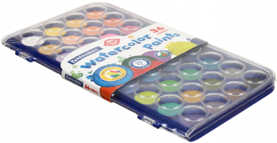 Акварель Brauberg Premium 36 цветов, в пластиковой коробке, без кисти