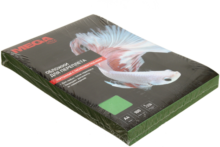Обложки для переплета картонные ProMega Offce А4, 100 шт., 230 г/м², зеленые, тиснение «под кожу»