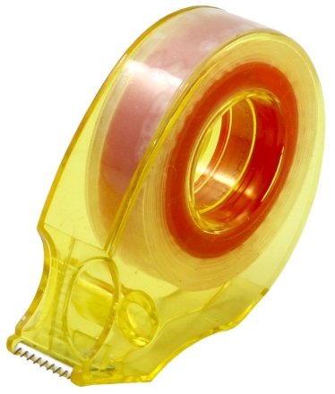 Диспенсер для клейкой ленты канцелярской с лентой «Луч», 70*65*15 мм, для ленты шириной до 12 мм, желтый