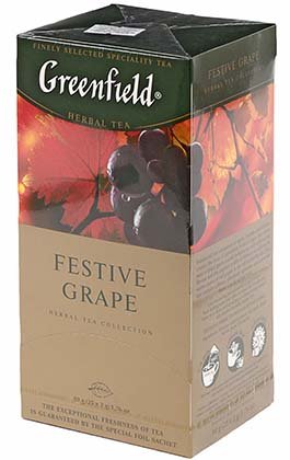 Чай Greenfield пакетированный, 50 г, 25 пакетиков, Festive Grape, травяной чай Чай Greenfield пакетированный, 50 г, 25 пакетиков, Festive Grape, травяной чай