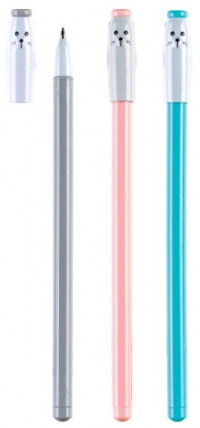 Ручка шариковая с топпером «Кот», корпус ассорти, стержень синий Ручка шариковая с топпером «Кот», корпус ассорти, стержень синий