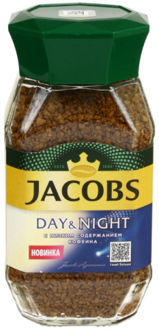 Кофе растворимый Jacobs Day&Night, 95 г, в стеклянной банке