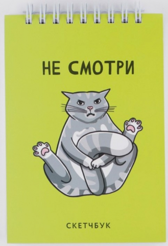 Скетчбук-блокнот с котиками на гребне Sima-Land, 100*150 мм, 80 л., 100 г/м2, «Кот»