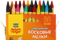 Мелки восковые «Енот на острове Пасхи», 24 цвета, 24 шт., диаметр 8 мм, длина 90 мм