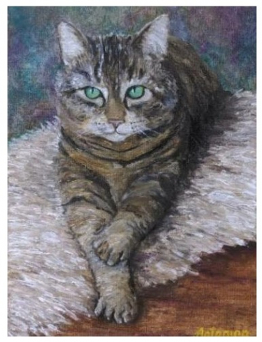 Картина «Кот на коврике» (Джонс А.С.), 18*24 см, холст, масло (живопись)