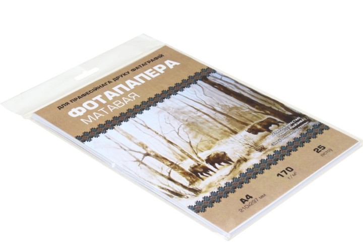 Бумага для струйной фотопечати матовая односторонняя White paper А4 (210×297 мм), 170 г/м², 25 л.