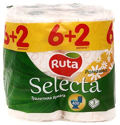 Бумага туалетная Ruta Selecta, 8 рулонов, ширина 95 мм, белая