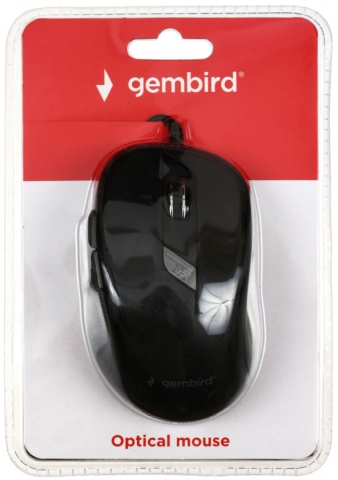 Мышь компьютерная Gembird MUS-6B-01, USB, проводная, черная