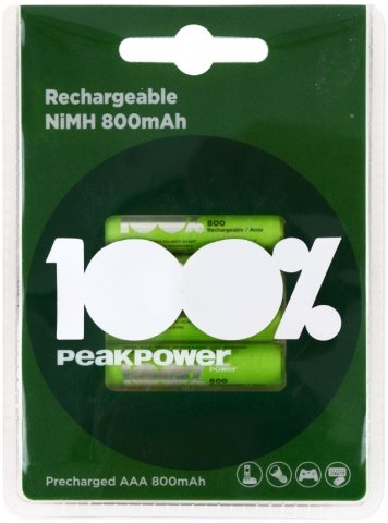 Аккумулятор Peakpower, ААА, HR03, 1.2V, 800 mAh (4 шт. в упаковке)