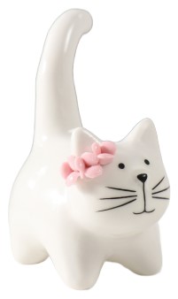 Фигурка керамическая Sima-Land 7,8×5×10 см, «Котик белый пухлый с розовыми цветочками»