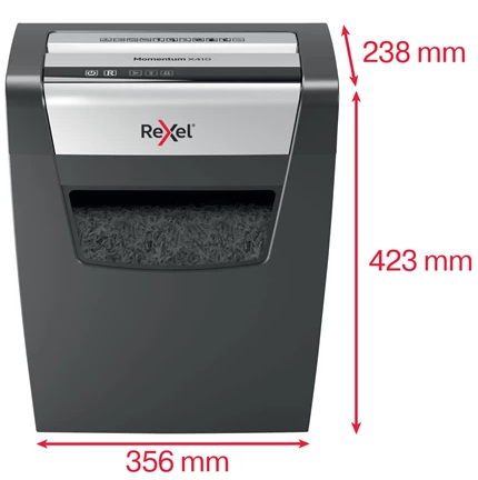 Шредер Rexel Momentum X410, размер частиц 4*28 мм, черный с серым