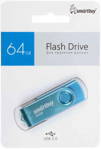 Флеш-накопитель SmartBuy Twist (2.0) 64 Gb, корпус синий Флеш-накопитель SmartBuy Twist (2.0) 64 Gb, корпус синий