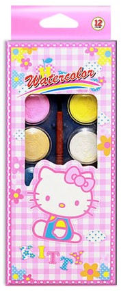 Акварель «Китти», 12 цветов, в пластиковой коробке, с кистью Акварель «Китти», 12 цветов, в пластиковой коробке, с кистью