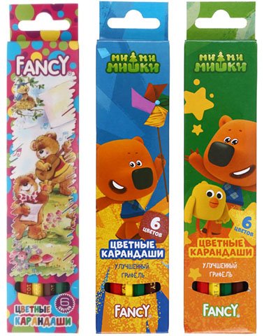 Карандаши цветные Fancy, 6 цветов, длина 175 мм, ассорти
