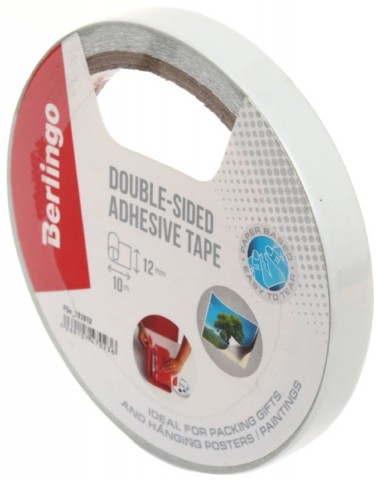 Клейкая лента двусторонняя на бумажной основе Berlingo, 12 мм*10 м Клейкая лента двусторонняя на бумажной основе Berlingo, 12 мм*10 м