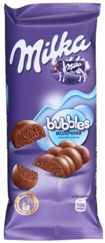 Шоколад Milka, 80 г, Milka Bubbles, молочный пористый