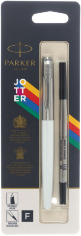 Ручка-роллер подарочная Parker Jotter Originals White CT, корпус серебристо-белый, стержень черный