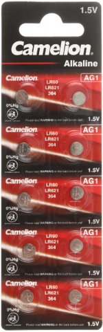 Батарейка щелочная дисковая Camelion Alkaline, AG1, LR621, 1.5V, 10 шт.
