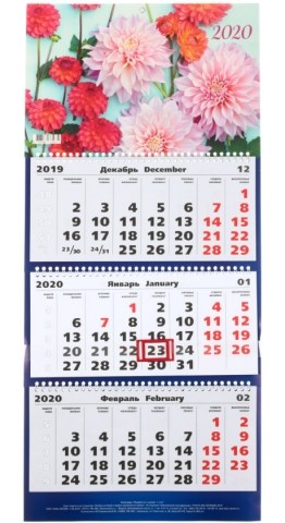 Календарь настенный трехрядный на 2020 год «Канц-Эксмо», «Романтичные цветы»