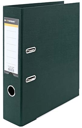 Папка-регистратор inФормат с двусторонним ПВХ-покрытием, корешок 75 мм, темно-зеленый