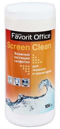 Салфетки влажные чистящие для экранов мониторов и телевизоров Favorit Office, 100 шт.
