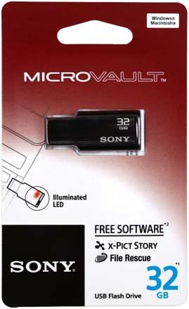 Флэш-накопитель Sony Micro Vault Tiny, 32 Gb, корпус черный