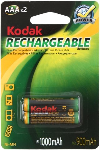 Аккумулятор Kodak, АAА, HR03, 1.2V, 1000 mAh (2 шт. в упаковке)