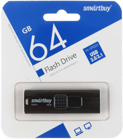 Флеш-накопитель SmartBuy Fashion 64 Gb, корпус черный