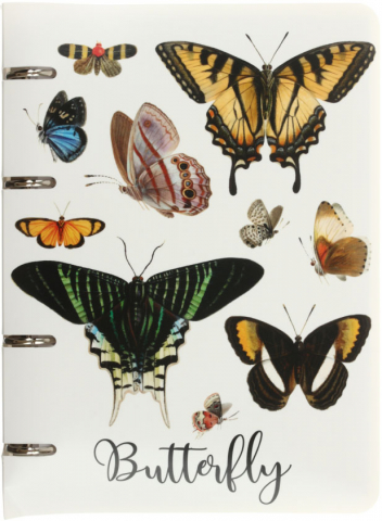 Тетрадь общая А5, 80 л. на кольцах «Полиграф Принт», 160*210 мм, клетка, Butterfly