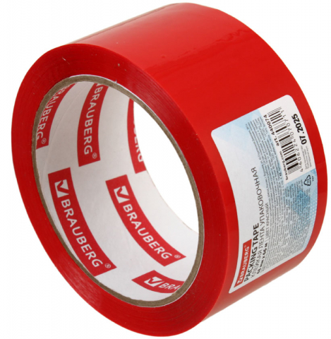 Клейкая лента упаковочная цветная Brauberg 48 мм×66 м, толщина ленты 45 мкм, красная Клейкая лента упаковочная цветная Brauberg 48 мм×66 м, толщина ленты 45 мкм, красная
