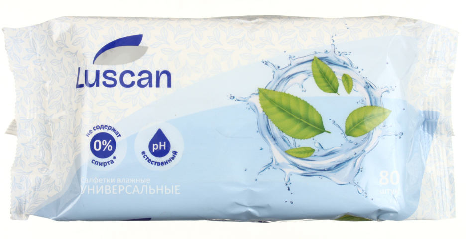 Салфетки влажные Luscan 80 шт., универсальные Салфетки влажные Luscan 80 шт., универсальные