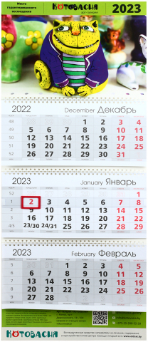 Календарь настенный трехрядный на 2023 год «Котовасия», 29,5*72 см, салатовый