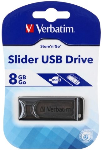 Флэш-накопитель Verbatim Slider, 8Gb, корпус черный