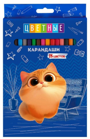 Карандаши цветные «Котенок Мяу» 18 цветов