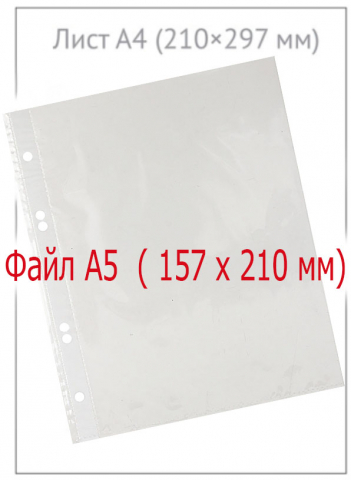 Файл А5 перфорированный Brauberg, 35 мкм, гладкий, глянцевый, 157*210 мм (до 20 л.)