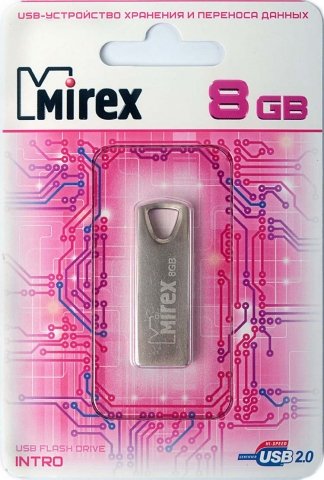 Флэш-накопитель Mirex Intro, 8Gb, корпус серебристый