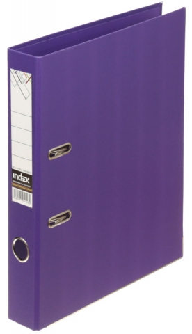 Папка-регистратор Index с двусторонним ПВХ-покрытием, корешок 50 мм, фиолетовый