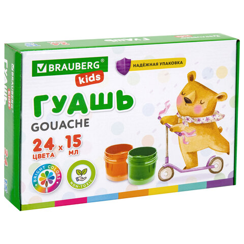 Гуашь Brauberg Kids 24 цвета×15 мл Гуашь Brauberg Kids 24 цвета×15 мл