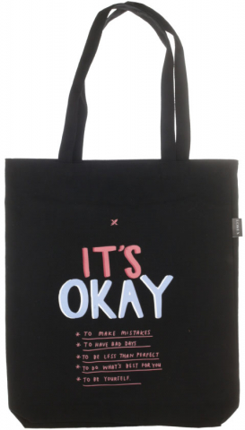 Шопер (сумка) Lorex Cotton с принтом, 380*440*60 мм, It's Okay, черный