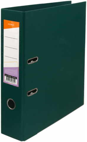 Папка-регистратор inФормат с двусторонним ПВХ-покрытием, корешок 75 мм, темно-зеленый