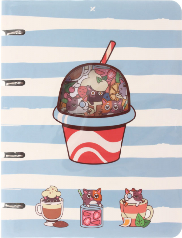 Тетрадь общая А5, 120 л. на кольцах Lorex, 160*210 мм, клетка, Coctail kittens