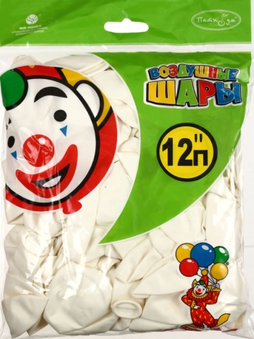Шары воздушные «ПатиБум», 100 шт., 12"/30 см, круглые, пастель, белые
