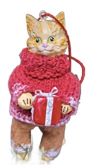 Игрушка ватная «Новогодний котик» (Пинчук М.Ю.), 9,5*4*4 см