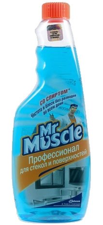 Средство для мытья стекол Mr. Muscle, 500 мл, без распылителя, со спиртом