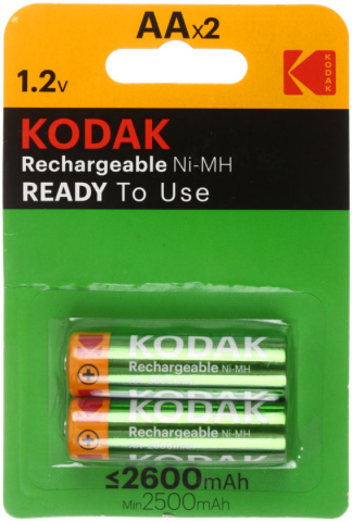 Аккумулятор Kodak, AА, HR6, 1.2V, 2600 mAh (2 шт. в упаковке) 
