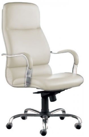 Кресло офисное Comfort P для руководителей, хром, обивка - бежевая кожа 