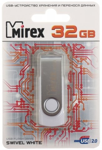 Флэш-накопитель Mirex Swivel, 32Gb, корпус белый